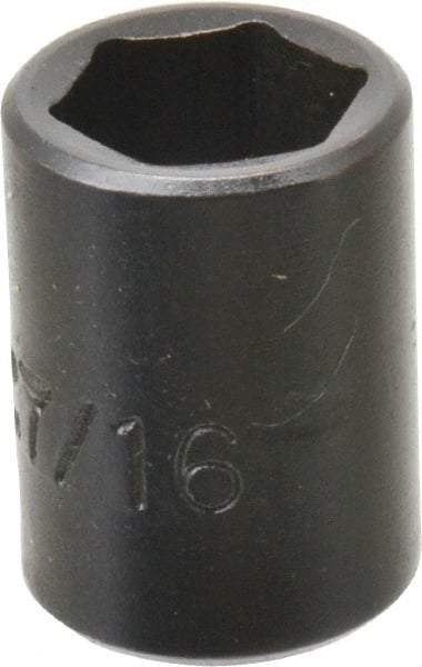 Proto - 1/4" Drive 7/16" Standard Impact Socket - 6 Points, 7/8" OAL - Eagle Tool & Supply