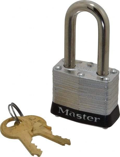 Master Lock - Keyed Alike Retaining Key Conductive Lockout Padlock - 1-1/2" Shackle Clearance, 9/32" Shackle Diam, 1-1/4" Body Height x 1-9/16" Body Width, Black, 4 Pins - Eagle Tool & Supply