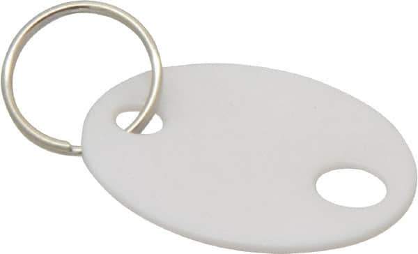 Master Lock - Oval, English Safety & Facility Key Tag - White Plastic - Eagle Tool & Supply