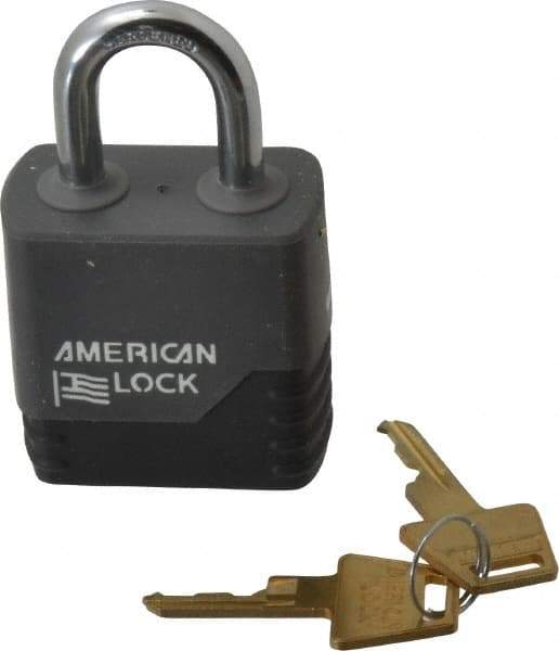 American Lock - 1-1/8" Shackle Clearance, Keyed Different Padlock with Weather Cover - 5/16" Shackle Diam, Aluminum - Eagle Tool & Supply