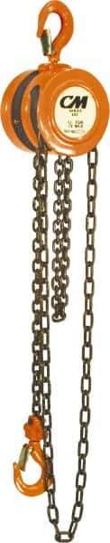 CM - 1,000 Lb Lifting Capacity, 20' Lift Height, Hand Hoist - Made from Chain, 29' Overhaul to Lift 1', 53 Lb Avg Pull to Lift Rated Load, 1 Chain - Eagle Tool & Supply