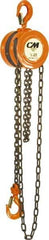 CM - 2,000 Lb Lifting Capacity, 20' Lift Height, Hand Hoist - Made from Chain, 37' Overhaul to Lift 1', 77 Lb Avg Pull to Lift Rated Load, 1 Chain - Eagle Tool & Supply