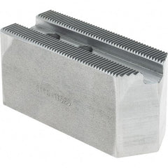 Atlas Workholding - 1.5mm x 60° Serrated Attachment, Square Soft Lathe Chuck Jaw - Steel, 0.787" Btw Mount Hole Ctrs, 3-1/8" Long x 1-1/4" Wide x 1-1/2" High, 0.475" Groove, M10mm Fastener - Eagle Tool & Supply