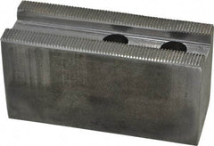 Atlas Workholding - 1.5mm x 60° Serrated Attachment, Square Soft Lathe Chuck Jaw - Steel, 1.18" Btw Mount Hole Ctrs, 4" Long x 1-1/2" Wide x 2" High, 0.63" Groove, M12mm Fastener - Eagle Tool & Supply