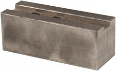 Atlas Workholding - 1.5mm x 60° Serrated Attachment, Square Soft Lathe Chuck Jaw - Steel, 1.18" Btw Mount Hole Ctrs, 5-1/4" Long x 2" Wide x 2" High, 0.71" Groove, M14mm Fastener - Eagle Tool & Supply