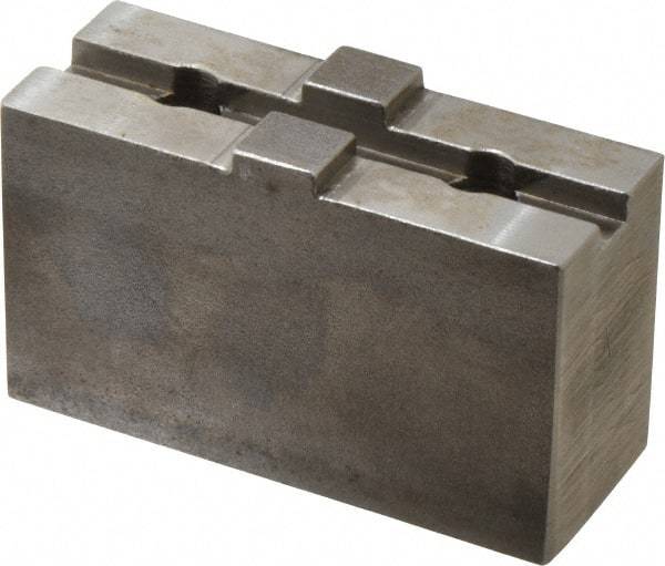 Atlas Workholding - Tongue & Groove Attachment, Square Soft Lathe Chuck Jaw - Steel, 1-3/4" Btw Mount Hole Ctrs, 3-5/16" Long x 1-1/4" Wide x 1.87" High, 0.31" Groove - Eagle Tool & Supply