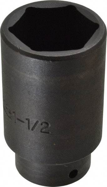 Proto - 1/2" Drive 1-1/2" Deep Impact Socket - 6 Points, 3-1/2" OAL - Eagle Tool & Supply