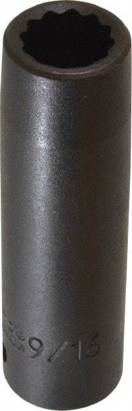 Proto - 1/2" Drive 9/16" Deep Impact Socket - 12 Points, 3-1/4" OAL - Eagle Tool & Supply