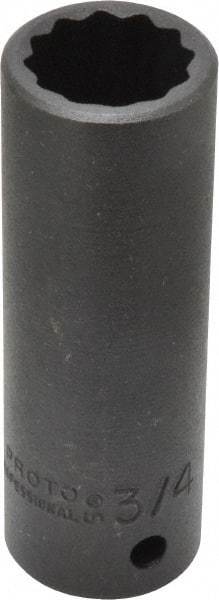Proto - 1/2" Drive 3/4" Deep Impact Socket - 12 Points, 3-1/4" OAL - Eagle Tool & Supply