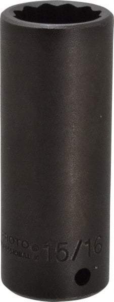 Proto - 1/2" Drive 15/16" Deep Impact Socket - 12 Points, 3-1/2" OAL - Eagle Tool & Supply