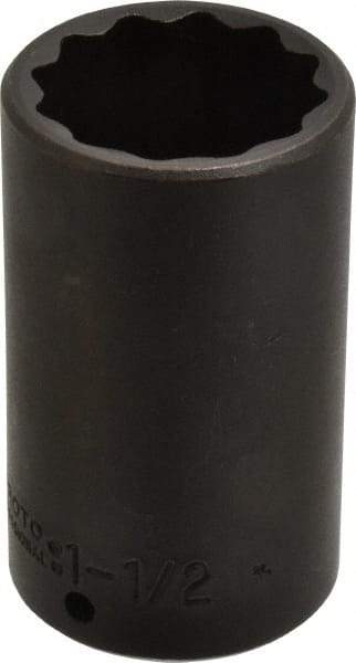 Proto - 1/2" Drive 1-1/2" Deep Impact Socket - 12 Points, 3-1/2" OAL - Eagle Tool & Supply