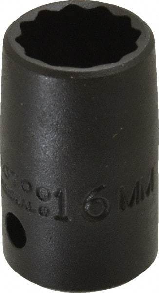 Proto - 1/2" Drive 16mm Standard Impact Socket - 12 Points, 1-1/2" OAL - Eagle Tool & Supply
