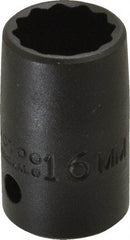 Proto - 1/2" Drive 16mm Standard Impact Socket - 12 Points, 1-1/2" OAL - Eagle Tool & Supply