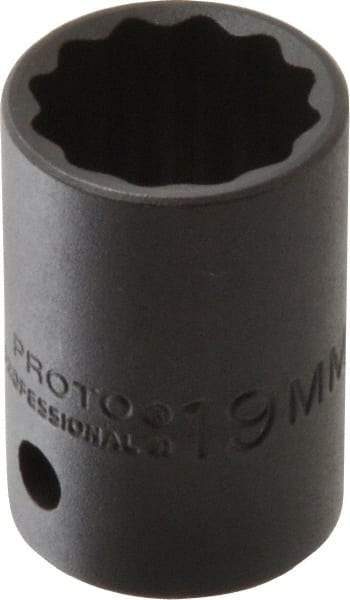 Proto - 1/2" Drive 19mm Standard Impact Socket - 12 Points, 1-1/2" OAL - Eagle Tool & Supply
