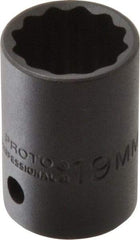 Proto - 1/2" Drive 19mm Standard Impact Socket - 12 Points, 1-1/2" OAL - Eagle Tool & Supply