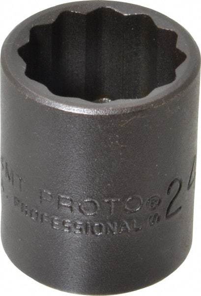 Proto - 1/2" Drive 24mm Standard Impact Socket - 12 Points, 1-1/2" OAL - Eagle Tool & Supply