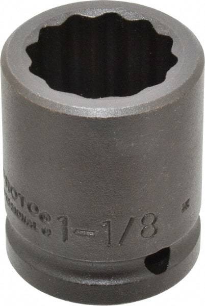 Proto - 3/4" Drive 1-1/8" Standard Impact Socket - 12 Points, 2-3/16" OAL - Eagle Tool & Supply