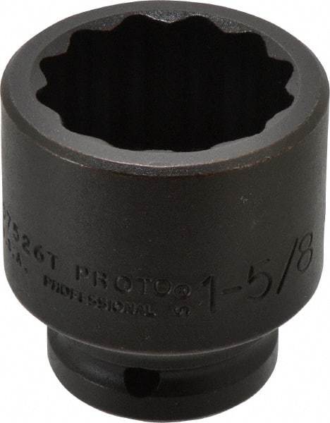 Proto - 3/4" Drive 1-5/8" Standard Impact Socket - 12 Points, 2-7/16" OAL - Eagle Tool & Supply