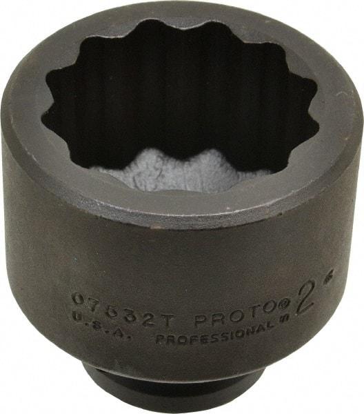 Proto - 3/4" Drive 2" Standard Impact Socket - 12 Points, 2-13/16" OAL - Eagle Tool & Supply