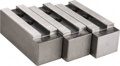 H & R Manufacturing - 1.5mm x 60° Serrated Attachment, Square Soft Lathe Chuck Jaw - 3 Jaws, Steel, 1.69" Btw Mount Hole Ctrs, 6-1/2" Long x 2-1/2" Wide x 2-1/2" High, 0.866" Groove, 20mm Fastener - Eagle Tool & Supply