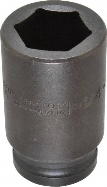 Proto - 3/4" Drive 1-1/4" Deep Impact Socket - 6 Points, 3-1/4" OAL - Eagle Tool & Supply