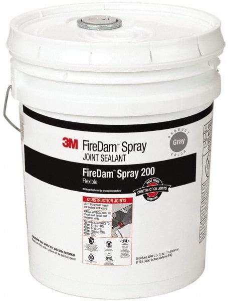 3M - 5 Gal Pail Gray Elastomer Joint Sealant - 110°F Max Operating Temp, 24 hr Full Cure Time, Series Spray 200 - Eagle Tool & Supply