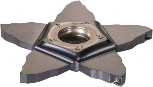 Iscar - PENTA C IC908 Grade, 0.0874" Cutting Width, Carbide Cutoff Insert - 0° Neutral Lead Angle, 0.006" Cnr Rad, TiAlN Coated, Other End - Eagle Tool & Supply