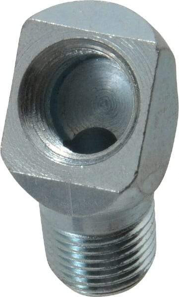 PRO-LUBE - 45° Head Angle, 1/8-27 NPT Steel Grease Fitting Adapter - 1/2" Hex - Eagle Tool & Supply