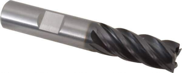Kennametal - 1/2", 1-1/4" LOC, 1/2" Shank Diam, 3" OAL, 5 Flute, Solid Carbide Square End Mill - Single End, AlTiN Finish, Spiral Flute, 38° Helix, Right Hand Cut, Right Hand Flute, Series UDDE - Eagle Tool & Supply