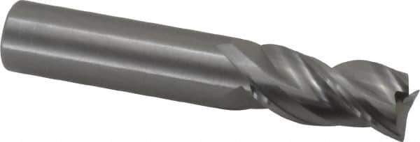 Kennametal - 5/8" Diam, 1-1/4" LOC, 3 Flute Solid Carbide Roughing & Finishing Square End Mill - Uncoated, 3-1/2" OAL, 5/8" Shank Diam, Straight Shank, 38° Helix, Centercutting, Regular Length - Eagle Tool & Supply