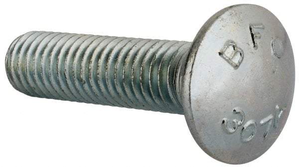 Value Collection - 7/16-14 UNC 1-3/4" Length Under Head, Standard Square Neck, Carriage Bolt - Grade 2 Steel, Zinc-Plated Finish - Eagle Tool & Supply