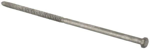 Value Collection - 3/8" Screw, 12" Length Under Head, Steel, Hex Head Lag Screw - Hot Dipped Galvanized, Grade 2 - Eagle Tool & Supply