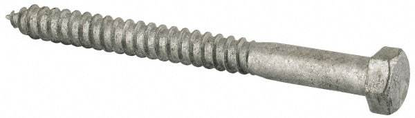 Value Collection - 1/2" Screw, 5-1/2" Length Under Head, Steel, Hex Head Lag Screw - Hot Dipped Galvanized, Grade 2 - Eagle Tool & Supply