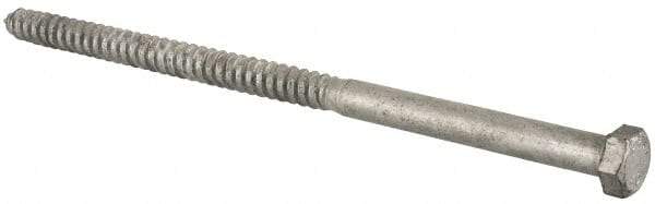 Value Collection - 1/2" Screw, 10" Length Under Head, Steel, Hex Head Lag Screw - Hot Dipped Galvanized, Grade 2 - Eagle Tool & Supply