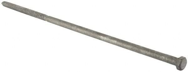 Value Collection - 1/2" Screw, 18" Length Under Head, Steel, Hex Head Lag Screw - Hot Dipped Galvanized, Grade 2 - Eagle Tool & Supply