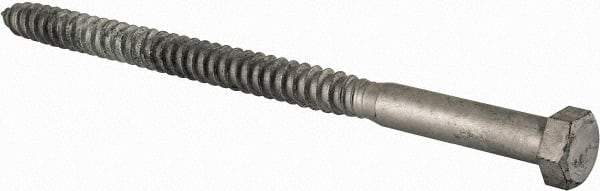 Value Collection - 5/8" Screw, 10" Length Under Head, Steel, Hex Head Lag Screw - Hot Dipped Galvanized, Grade 2 - Eagle Tool & Supply