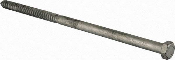 Value Collection - 5/8" Screw, 14" Length Under Head, Steel, Hex Head Lag Screw - Hot Dipped Galvanized, Grade 2 - Eagle Tool & Supply