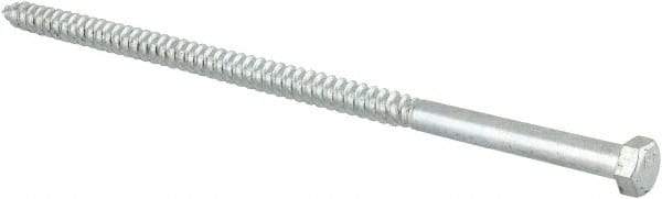 Value Collection - 3/8" Screw, 9" Length Under Head, Steel, Hex Head Lag Screw - Zinc Plated, Grade 2 - Eagle Tool & Supply
