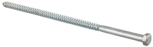 Value Collection - 3/8" Screw, 10" Length Under Head, Steel, Hex Head Lag Screw - Zinc Plated, Grade 2 - Eagle Tool & Supply