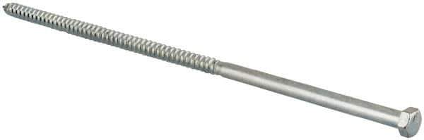 Value Collection - 3/8" Screw, 12" Length Under Head, Steel, Hex Head Lag Screw - Zinc Plated, Grade 2 - Eagle Tool & Supply