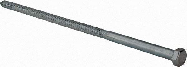Value Collection - 1/2" Screw, 14" Length Under Head, Steel, Hex Head Lag Screw - Zinc Plated, Grade 2 - Eagle Tool & Supply
