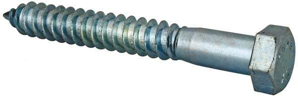Value Collection - 5/8" Screw, 5" Length Under Head, Steel, Hex Head Lag Screw - Zinc Plated, Grade 2 - Eagle Tool & Supply