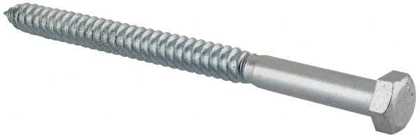 Value Collection - 5/8" Screw, 9" Length Under Head, Steel, Hex Head Lag Screw - Zinc Plated, Grade 2 - Eagle Tool & Supply