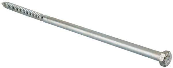 Value Collection - 5/8" Screw, 18" Length Under Head, Steel, Hex Head Lag Screw - Zinc Plated, Grade 2 - Eagle Tool & Supply