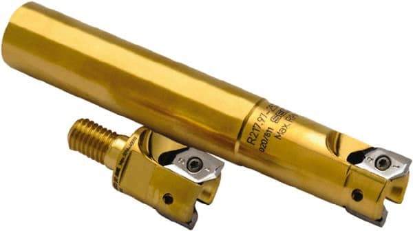 Seco - 1-1/2" Cutting Diam, Modular Connection Indexable Copy End Mill - 3 Inserts, XPKX 12 Insert, R217.97 Toolholder, Through Coolant - Eagle Tool & Supply