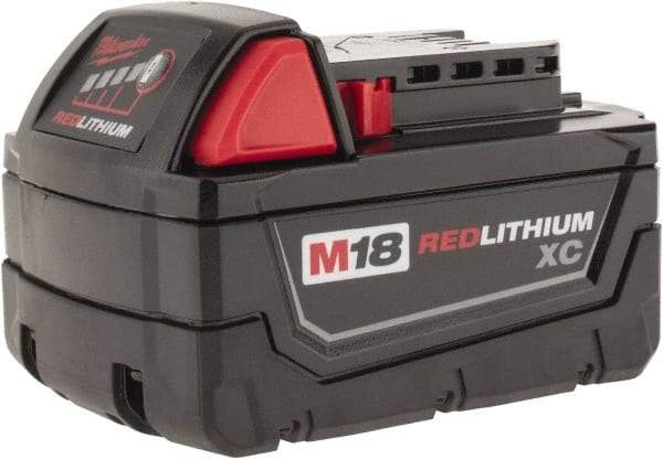 Milwaukee Tool - 18 Volt Lithium-Ion Power Tool Battery - 3 Ahr Capacity, 1 hr Charge Time, Series M18 XC RED - Eagle Tool & Supply