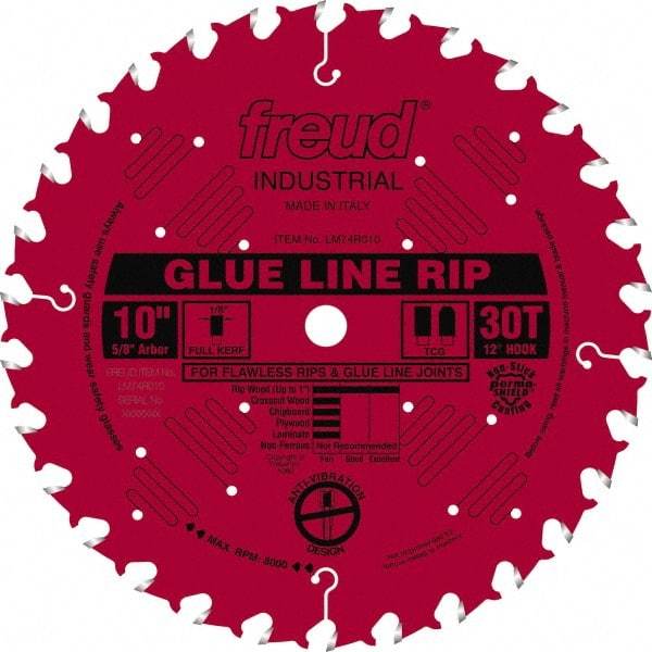 Freud - 10" Diam, 5/8" Arbor Hole Diam, 30 Tooth Wet & Dry Cut Saw Blade - Carbide-Tipped, Standard Round Arbor - Eagle Tool & Supply