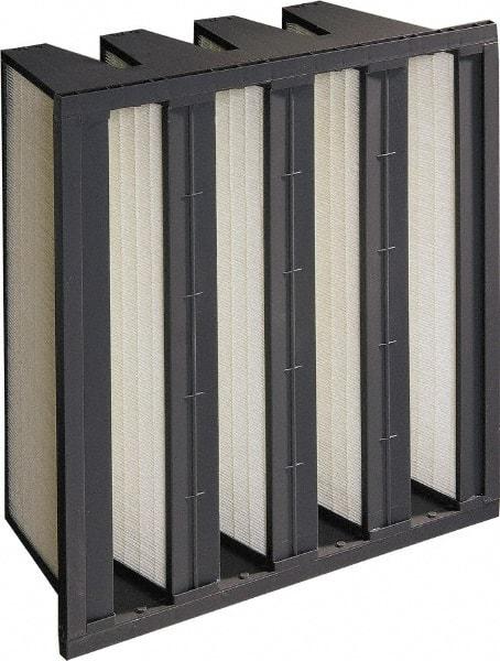 Made in USA - 12" Noml Height x 24" Noml Width x 12" Noml Depth, 65% Capture Efficiency, V-Bank Mini-Pleat Air Filter - MERV 11, Microfiberglass, Integrated Plastic Frame, 500 Max FPM, 1,000 CFM, For Any Unit - Eagle Tool & Supply
