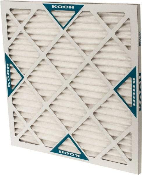 Made in USA - 20" Noml Height x 20" Noml Width x 1" Noml Depth, 80 to 85% Capture Efficiency, Wire-Backed Pleated Air Filter - MERV 13, Synthetic, Integrated Beverage Board Frame, 300 Max FPM, 840 CFM, For Any Unit - Eagle Tool & Supply