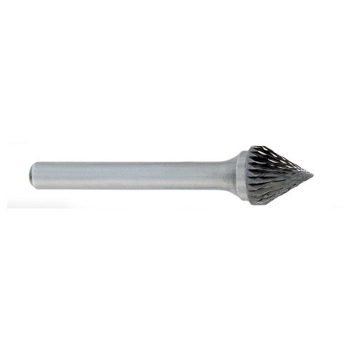 ‎SJ-1 -1/4 x LOC × 1/4 Shank × 2 OAL 60 Degree Cone Carbide Medium Tough Cut Burr - Eagle Tool & Supply